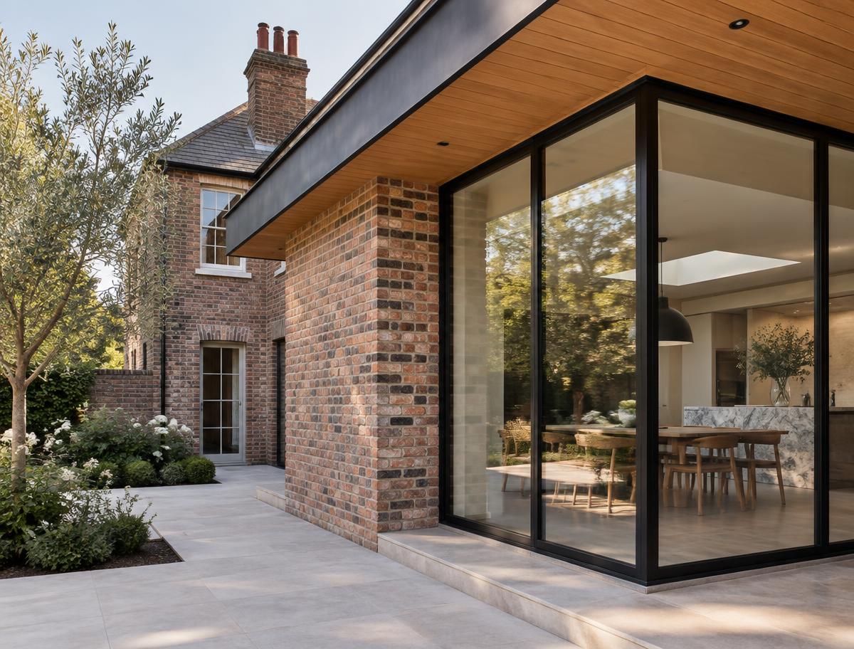 Brick extension with timber detailing and expansive glazing