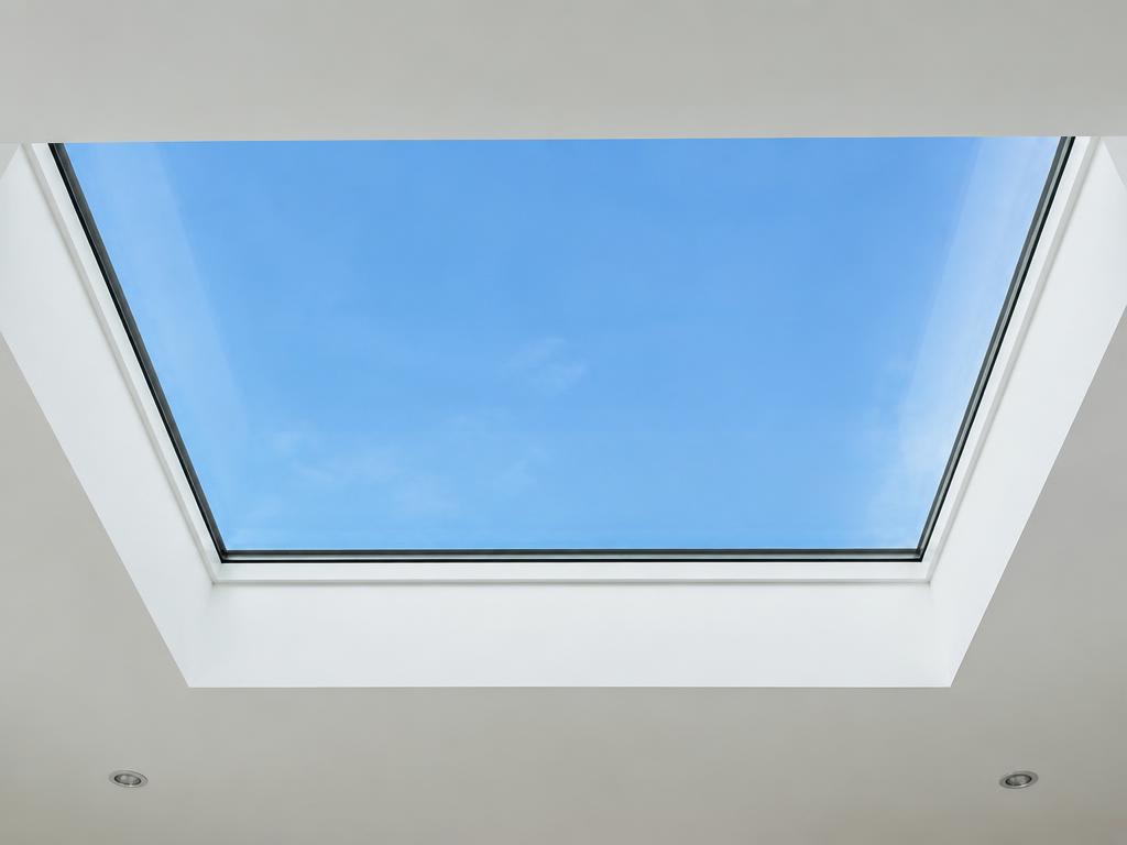 Flush rooflight in a finished extension ceiling