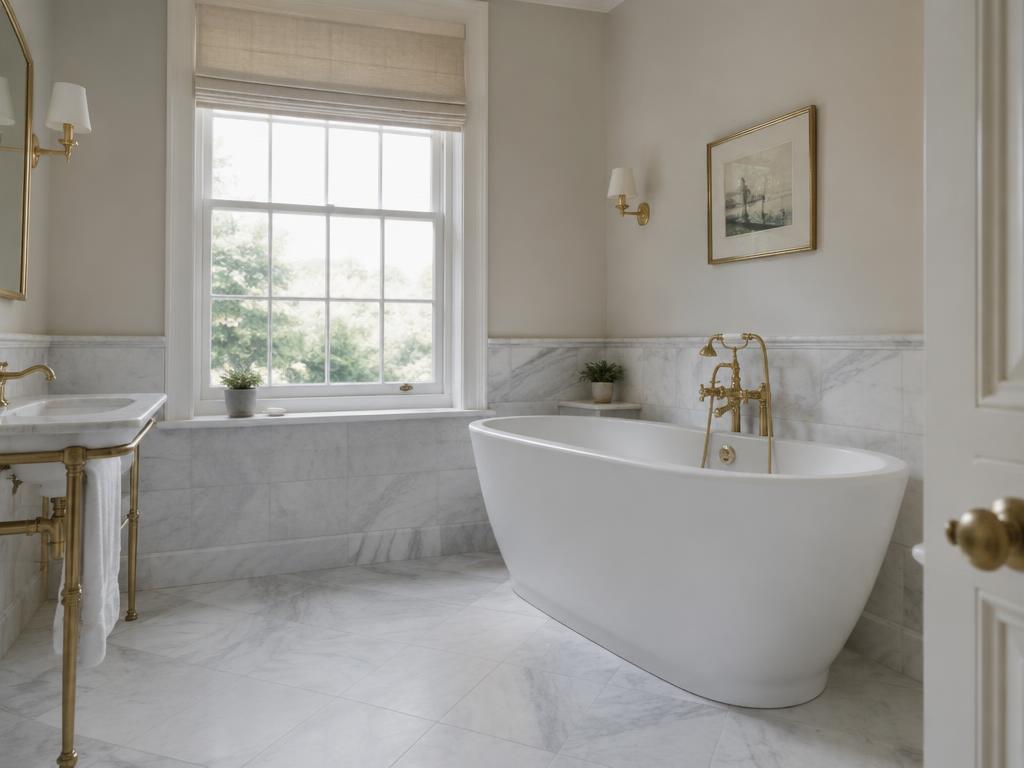 Renovated bathroom with freestanding bath