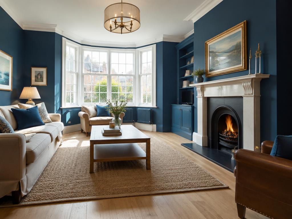 Renovated period sitting room with fireplace